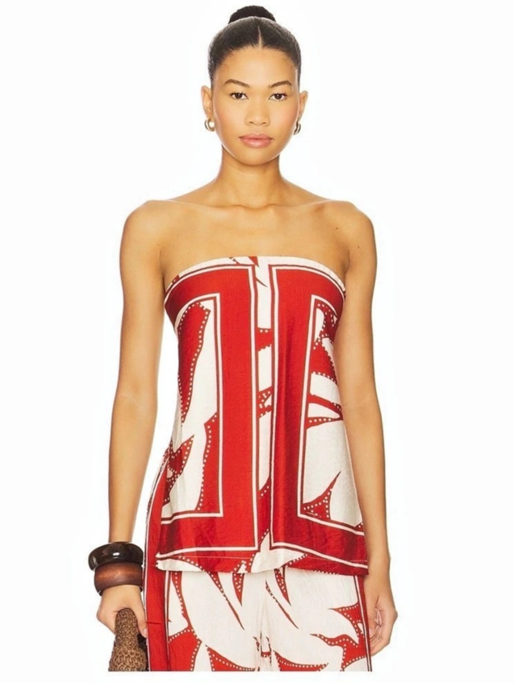 Seven Wonders Arlette Strapless Top Red & White